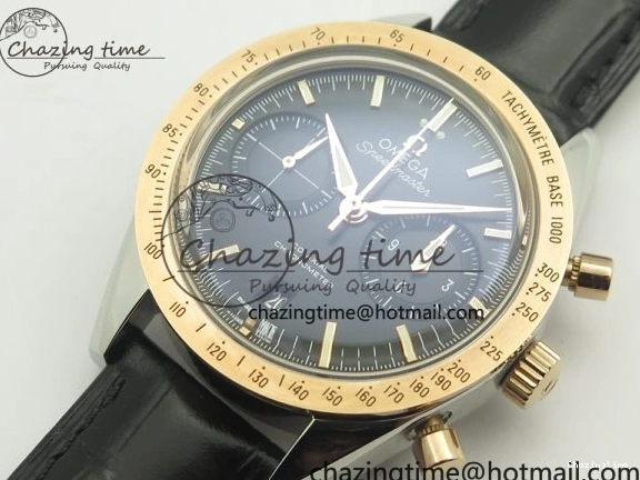 0410 Neat Speedmaster ’57 Co-Axial SS RG OMF 1:1 Best Edition Black Dial On Leather Strap A9300 (Free Leather Strap) 8067